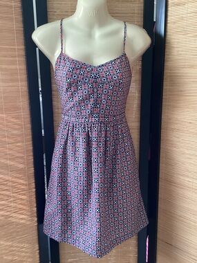 J. CREW cami dress NWOT Sz 00 fit & flare print adjustable straps side pockets